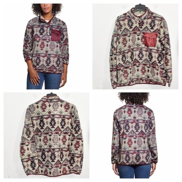 size Large Gray  Weatherproof Vintage Ladies’ Printed Fleece‎ Pullover - Picture 1 of 12